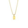 Gold box chain necklace featuring a minimalist square pendant engraved with letter X - Letter - X / Gold
