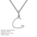 Collana in acciaio inossidabile argento con pendente lettera C e cuore piccolo - C-Acciaio