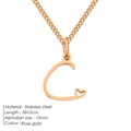 Collana in acciaio inossidabile oro rosa con pendente lettera C e dettaglio cuore cavo - C-Oro Rosa