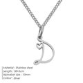 Collana con pendente a lettera D in acciaio inossidabile argento e piccolo cuore - D-Acciaio