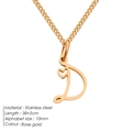 Collana in acciaio inossidabile oro rosa con pendente lettera D e cuore - D-Oro Rosa