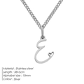 Collana in acciaio inossidabile argento con ciondolo lettera E lucida e cuore - E-Acciaio