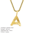 Golden stainless steel necklace featuring a 10mm radial texture letter A pendant - Letter A / Steel