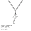 Collana in acciaio inossidabile argento con ciondolo lettera F e cuore, catena 38+5cm - F-Acciaio