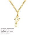 Collana in acciaio inossidabile dorato con ciondolo lettera F corsiva e piccolo cuore - Lettera F - Oro