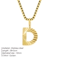 Golden stainless steel necklace featuring a letter D pendant with fine radial textures - Letter D / Steel