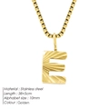 Golden stainless steel necklace featuring a textured letter E pendant with sunburst engraving - Letter E