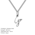 Collana in acciaio inossidabile argento con pendente lettera G corsiva e dettaglio cuore - G-Acciaio