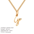 Collana in acciaio inossidabile oro rosa con ciondolo lettera G e cuore, catena 38+5cm - G-Oro Rosa
