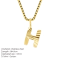 Golden stainless steel letter H pendant necklace with textured finish and box chain - Letter H