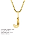 Golden stainless steel necklace featuring a textured letter J pendant and box chain - Letter J