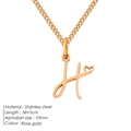 Collana in acciaio inossidabile oro rosa con ciondolo lettera H, dettagli cuore e 38+5cm - H-Oro Rosa