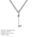 Collana in acciaio inossidabile argento con ciondolo lettera L e cuore traforato - I-Acciaio