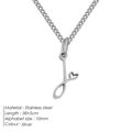 Collana in acciaio inossidabile argento con ciondolo lettera J e dettaglio a cuore - J-Acciaio