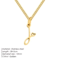 Collana in acciaio al titanio dorato con ciondolo a lettera J e cuore su catena 38+5cm - Lettera J - Oro
