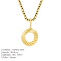 Polished gold stainless steel O-letter pendant necklace with box chain and 43cm length - Letter O