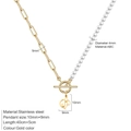 Gouden rvs ketting met 4mm parels, OT-sluiting en hartvormige hanger met letter J - Letter - A