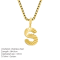 Golden stainless steel necklace featuring a letter S pendant with radial texture detail - Letter S