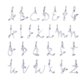 Zilveren A-Z letterhangers in sierlijk cursief met kleine hartvormige details - Staal - Hartstijl
