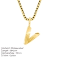 Golden stainless steel letter V pendant necklace with 38+5cm box chain for women - Letter V
