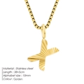 Golden stainless steel box chain necklace with textured letter X pendant for women - Letter X