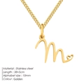 Collana dorata in acciaio inossidabile con ciondolo lettera M e piccolo cuore - Lettera M - Oro