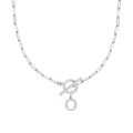 Collar de cadena de clip plateado con colgante de letra O y cierre de palanca - Letra O / Plateado