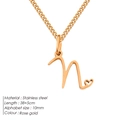 Collana in acciaio inossidabile oro rosa con lettera N e dettaglio cuore su catena - N-Oro Rosa