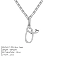 Collana in acciaio inossidabile argento con ciondolo lettera O e dettaglio cuore - O-Acciaio