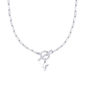 Collana a graffetta d'argento con chiusura OT e ciondolo lettera G con piccolo cuore - Lettera G / Argento