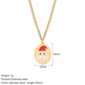 Gouden roestvrijstalen ketting met Kerstman hanger aan een 50cm Cubaanse schakel - Kerstman Stijl (G1)