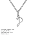 Collana in acciaio inossidabile argento con ciondolo lettera P e dettaglio cuore - P-Acciaio