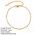 Tobillera de acero inoxidable dorado con cadena de cuentas y cierre ajustable, 20+5cm - Dorado - Cadena de Bolas 1.5mm
