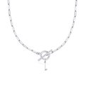 Collana a graffetta argento con ciondolo chiave a cuore e chiusura a barra a T - Lettera I / Argento