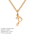 Collana in acciaio inossidabile oro rosa con pendente lettera P e cuore - P-Oro Rosa