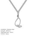 Collana in acciaio inox argento con ciondolo lettera Q e dettaglio cuore, 38+5cm - Q-Acciaio