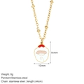 Collier doré en acier inoxydable avec pendentif Père Noël et détails en émail - Collier Père Noël (G3)