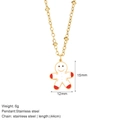 Collier pendentif bonhomme de pain d'épices en acier inoxydable avec émail blanc et chaîne dorée - Collier Bonhomme de Pain d'Épices (G4)
