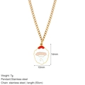 Gouden roestvrijstalen ketting met feestelijke 14mm Kerstman hanger en rood emaille - Klassieke Kerstman Stijl (G3)