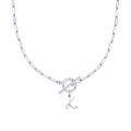 Collana a catena a graffetta argento con ciondolo lettera K e chiusura a levetta OT - Lettera K / Argento