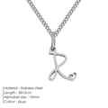 Collana in acciaio inossidabile argento con ciondolo lettera R e dettaglio cuore - R-Acciaio