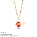 Edelstahl-Weihnachtskette mit rotem Handschuh-Anhänger und goldener Schneeflocke - Handschuh Halskette (G5)