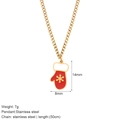 Goldene Edelstahlkette mit rot-weißem Weihnachtshandschuh-Anhänger und feiner Schneeflocke - Weihnachtshandschuh Stil (G5)