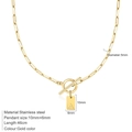 Collar de clip dorado de acero inoxidable con colgante de letra A cuadrada y cierre OT - Letra A / Dorado