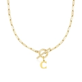 Collar de cadena de clip dorado con colgante letra C y cierre de barra OT vintage - Letra C / Dorado
