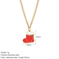 Goldene Edelstahlkette mit rotem Weihnachtsstrumpf-Anhänger, Größe 12mm x 13mm - Weihnachtssocke Stil (G7)