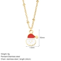 Festliche goldene Edelstahl-Halskette mit rot-weiß emailliertem Weihnachtsmann-Anhänger - Weihnachtsmann Halskette (G10)