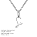 Collana in acciaio inossidabile argento con lettera L e cuore, lunghezza 38+5cm - S-Acciaio