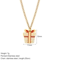 Goldene Edelstahlkette mit rotem Geschenkbox-Anhänger und weißen Punkten für Weihnachten - Geschenkbox Stil (G8)