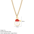 Goldene Edelstahlkette mit einem farbenfrohen Emaille-Weihnachtsmann-Anhänger - Weihnachtsmann Kopf Stil (G10)